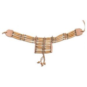 Natural Beige Buffalo Bone Chest Plate Choker Western Indian Style Jewelry New